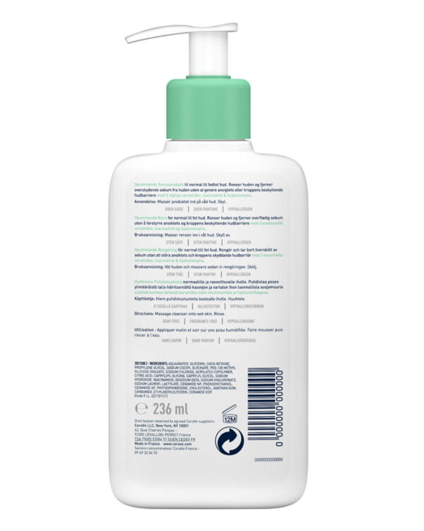 CERAVE Foaming Cleanser gel for normal-to-oily skin 236ml - Image 2