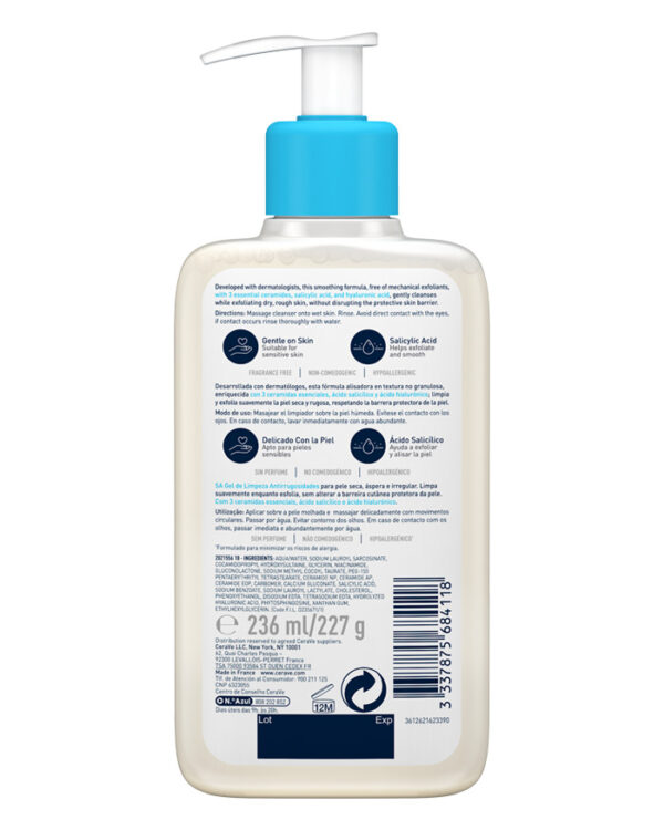 CERAVE SA Smoothing Cleanser Salicylic acid foaming gel for smooth skin 236ml - Image 2
